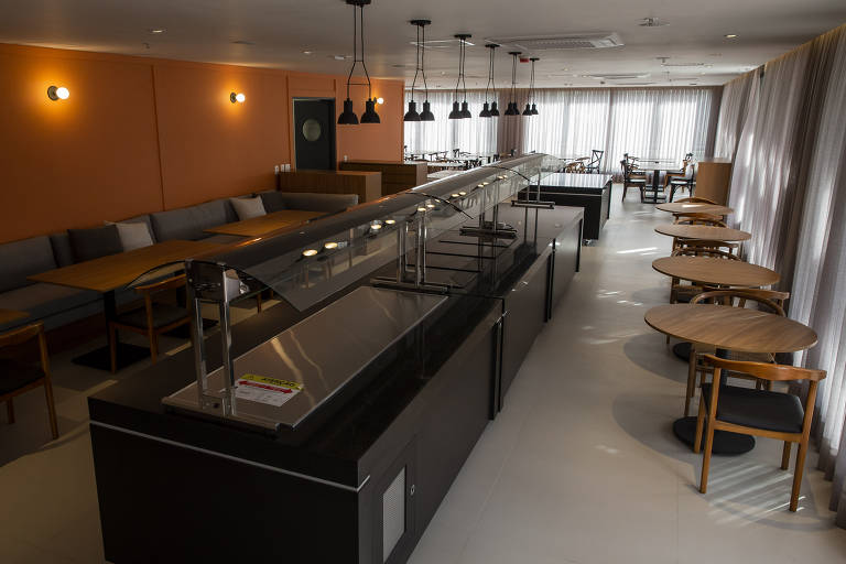 Local onde vai funcionar um restaurante no edifício Platina 220, no Tatuapé