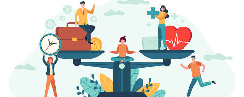 Como o jovem pode estabelecer limites entre vida pessoal e trabalho, abordando temas como a preservação da saúde mental e esgotamento profissional