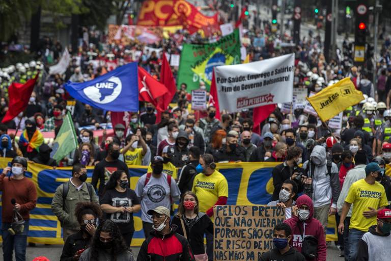 Manifestação contra Jair Bolsonaro e em defesa da democracia realizado na Avenida Paulista, em SP