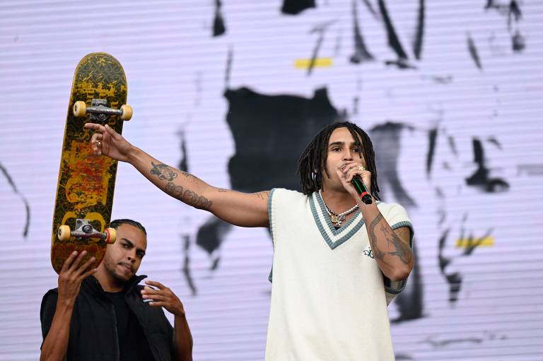 O rapper Matuê durante show no Rock in Rio 2022