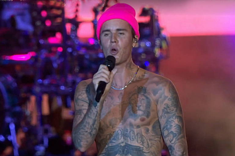 Astro canadense Justin Bieber em show no palco Mundo no Rock in Rio