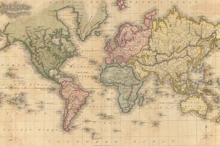mapa mundi, de 1819