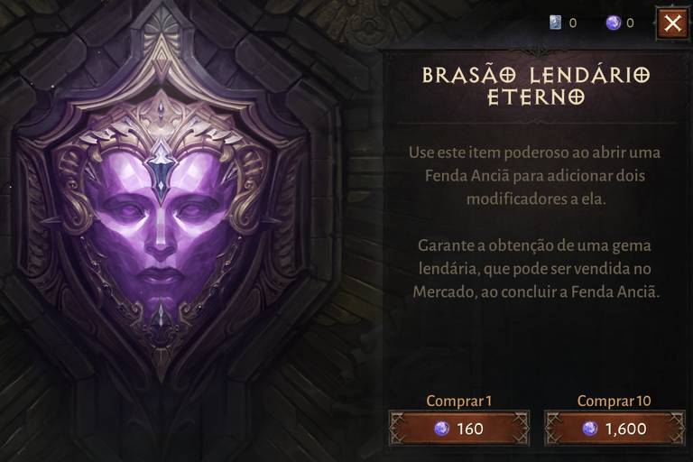 Exemplo de "loot box" vendida no game "Diablo Immortal"