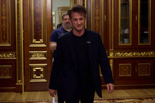 FILE PHOTO: Actor and director Penn arrives for a meeting with Ukraine's President Zelenskiy in Kyiv