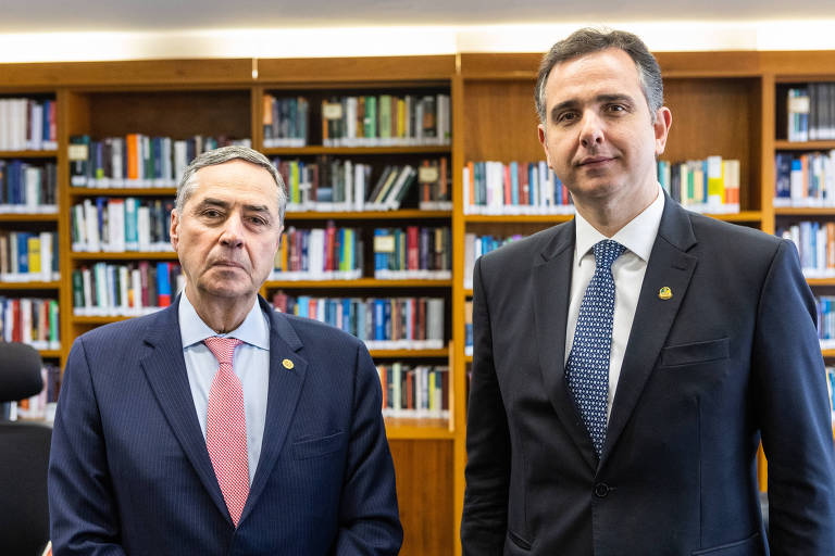 O ministro do STF Luis Roberto Barroso e o presidente do Senado, Rodrigo Pacheco 