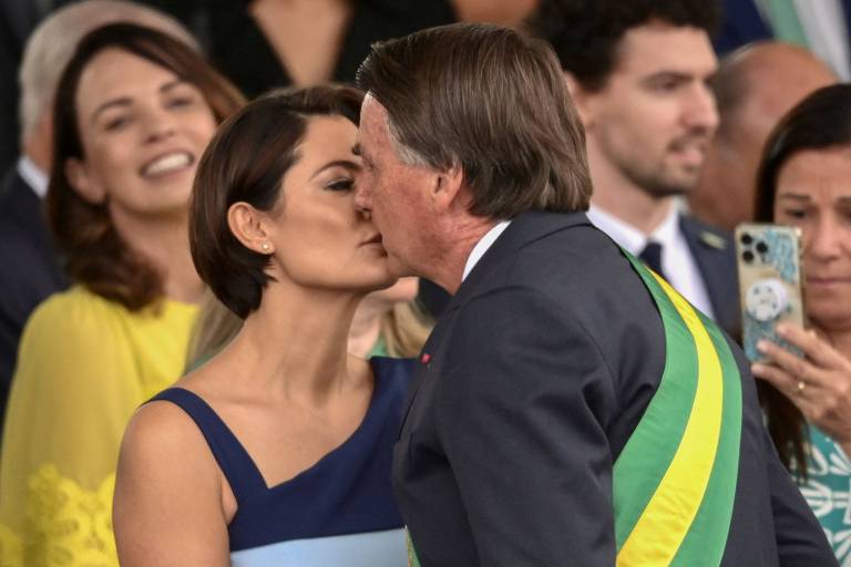 O presidente Jair Bolsonaro e a primeira-dama Michelle Bolsonaro