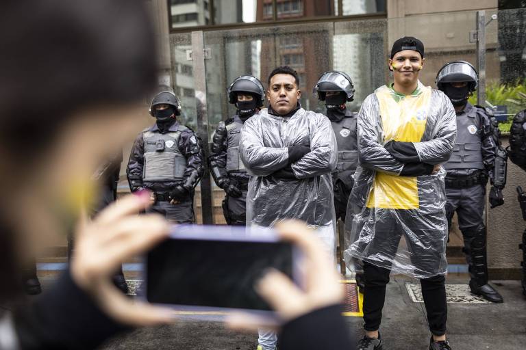 Apoiadores do presidente Jair Bolsonaro durante ato na avenida Paulista, em São Paulo