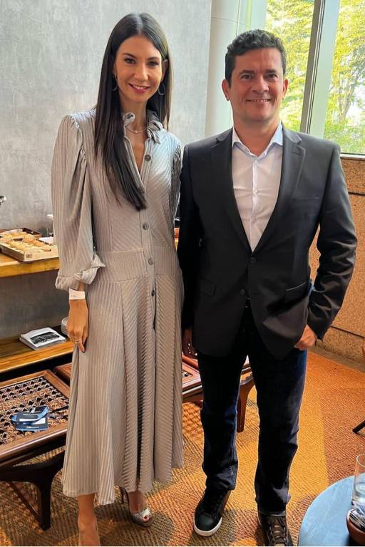 A jornalista Amanda Kelin e o ex-juiz Sergio Moro