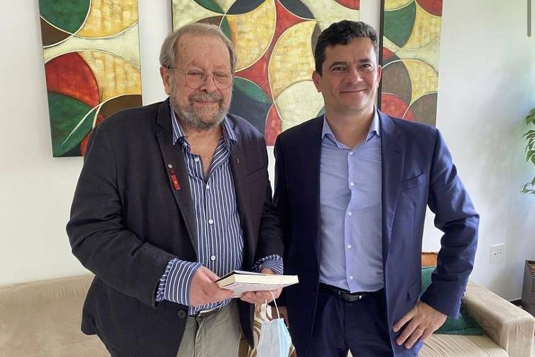 O ator Carlos Vereza ao lado do ex-ministro Sergio Moro