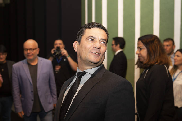 O então ministro da Justiça, Sergio Moro, no lançamento de uma nova temporada do programa Roda Viva, na Cultura, em janeiro de 2020