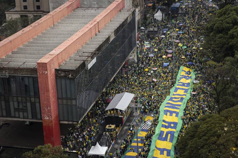 Ato em apoio ao presidente Jair Bolsonaro durante as comemorações de 7 de setembro, na Avenida Paulista.