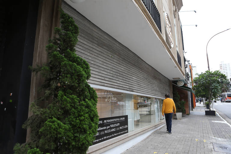 Lojas fechadas na rua Oscar Freire durante a pandemia