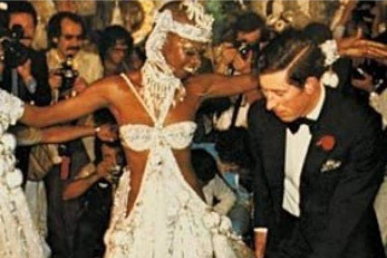 Rei Charles 3º tentado sambar com Pinah, em 1978, no Rio de Janeiro