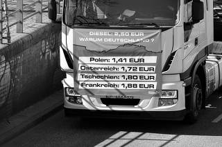 FILE PHOTO: Truck drivers protest against high fuel prices, in Hamburg