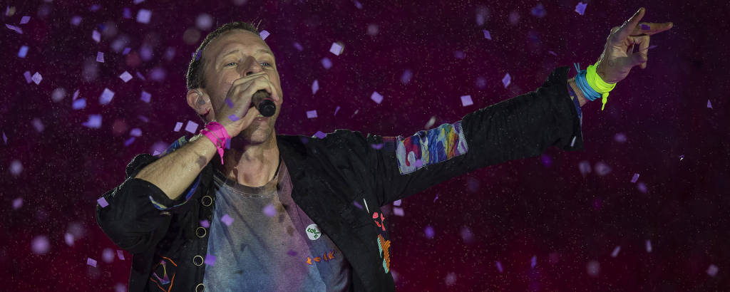 Show da banda Coldplay no palco Mundo, durante o terceiro dia do segundo final de semana do festival Rock in Rio 2022, no Parque Olímpico