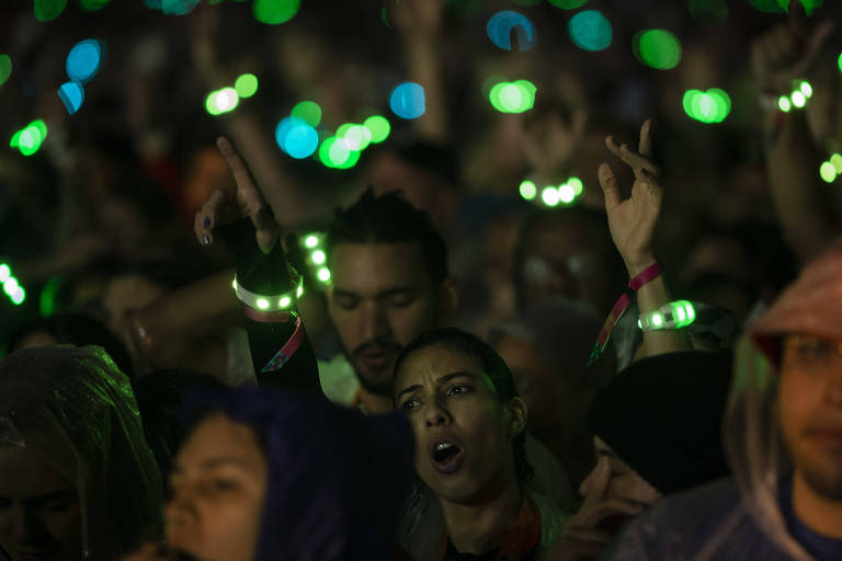 Show da banda Coldplay, no palco Mundo, durante o terceiro dia do segundo final de semana do festival Rock in Rio, em 2022