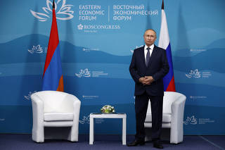 Russian President Vladimir Putin meets with Armenian Prime Minister Nikol Pashinyan in Vladivostok