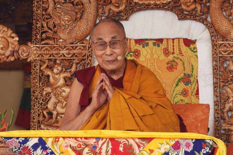 Líder espiritual tibetano, dalai-lama, em evento em Leh, na Índia 