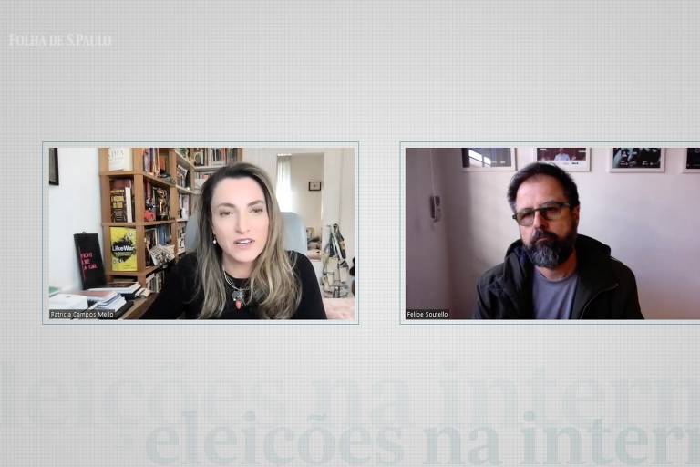 Patrícia Campos Mello e Felipe Soutello no primeiro episódio de Eleições na Internet