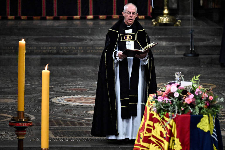 O arcebispo Justin Welby realiza cerimônia no funeral da rainha Elizabeth 2º, em Londres