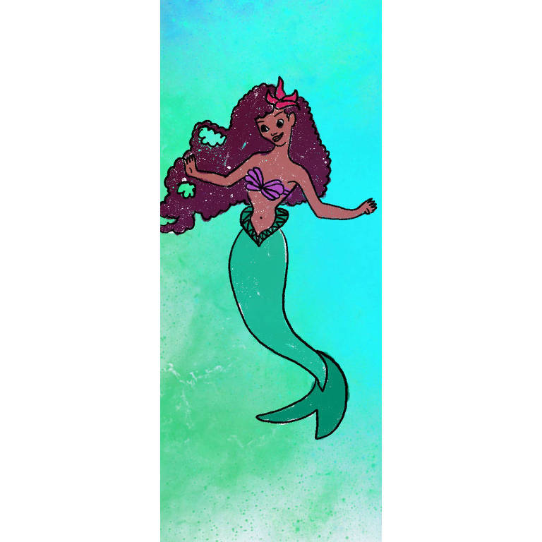 Desenho da sereia negra Ariel da Disney