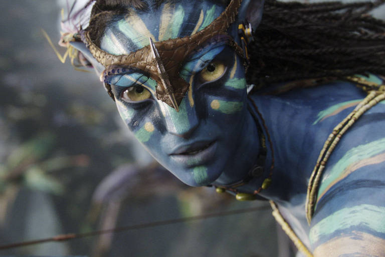 Zoe Saldana em cena do filme "Avatar", de James Cameron, de 2009