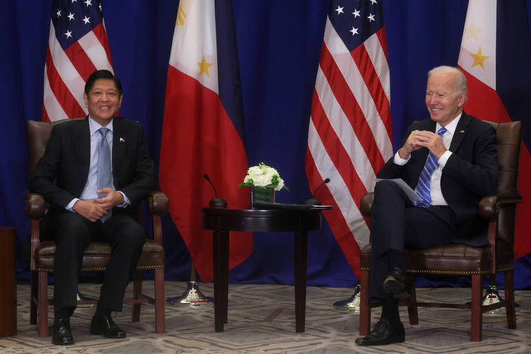 Presidente dos EUA, Joe Biden, em reunião com seu homólogo filipino, Ferdinand Romualdez, em Nova York