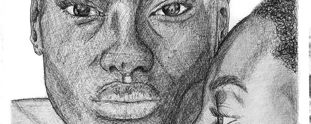 desenho a lápis de duas mulheres negras, uma de frente e outra de perfil