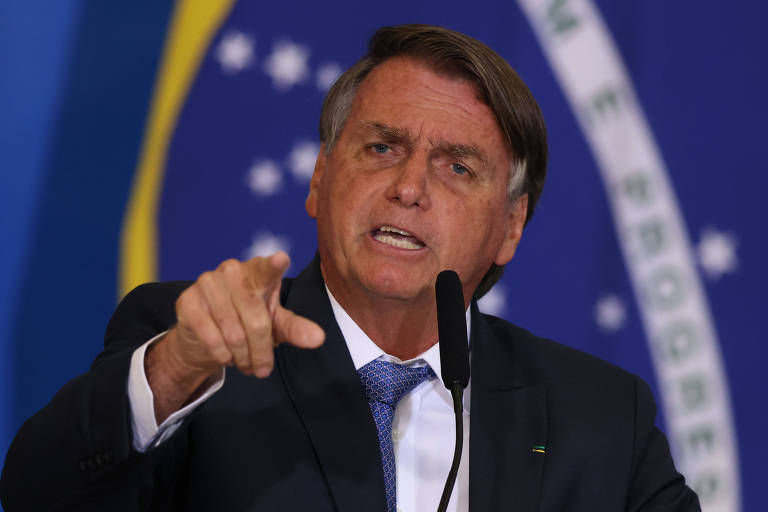 O presidente Jair Bolsonaro (PL) durante evento no Palácio do Planalto, em Brasília
