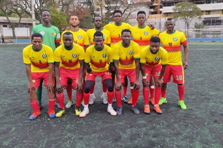 Seleção de Guiné-Bissau que disputa a Copa dos Refugiados, em São Paulo
