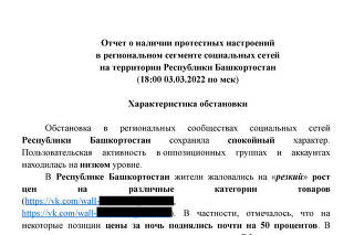 A page from a govenment report describes the arrest of antiwar protester Laysan Sultangareyeva in the Russian republic of Bashkortostan with terse and matter-of-fact language: ÒTook place, the protester was detained.Ó (via The New York Times)