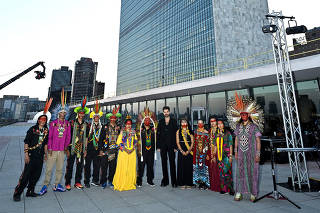 Alok and Indigenous Groups at the Rehearsal for The Future is Ancestral Event on the roof of the United Nations HQ to kickoff NYC's Global Climate Change Week