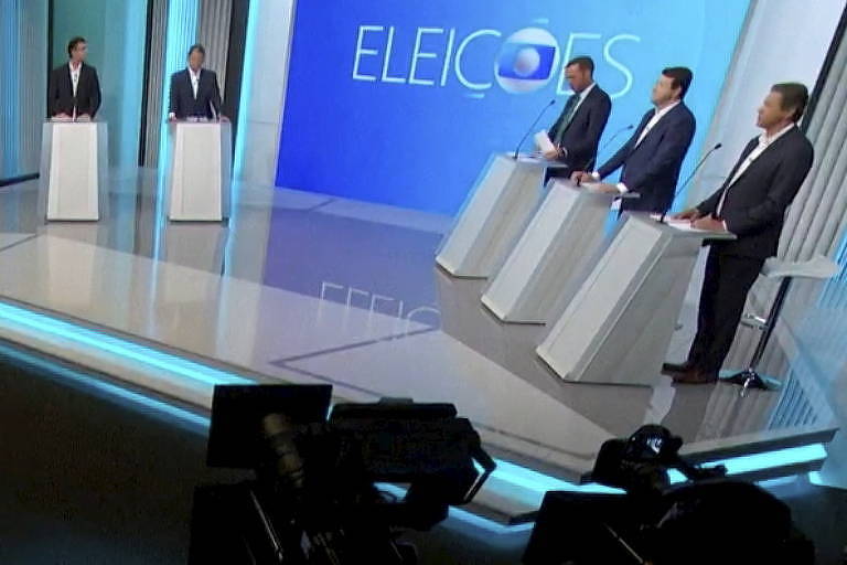 Candidatos ao Governo de São Paulo durante debate na TV Globo
