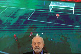 Brazil?s former president Luiz Inacio Lula da Silva in a meeting with sports representatives in Sao Paulo