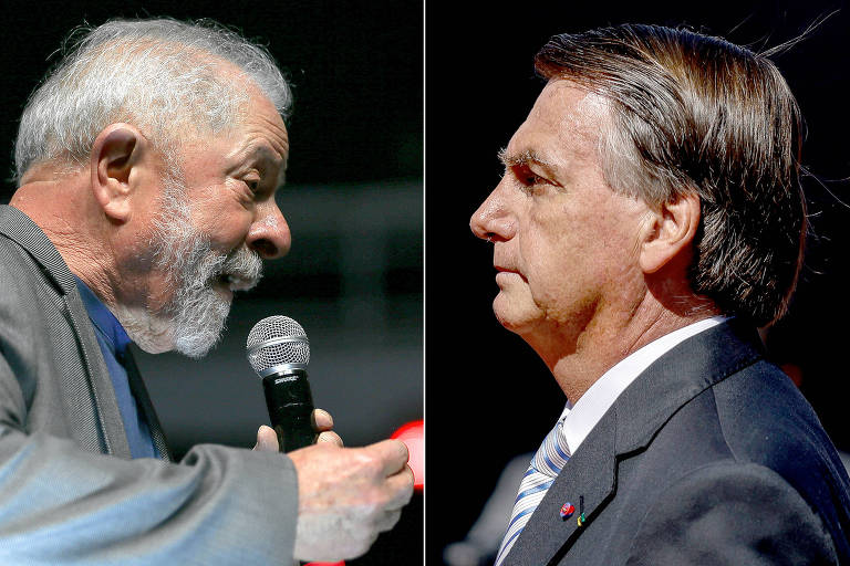 Na montagem, os candidatos a presidente Lula (PT) e Jair Bolsonaro (PL)