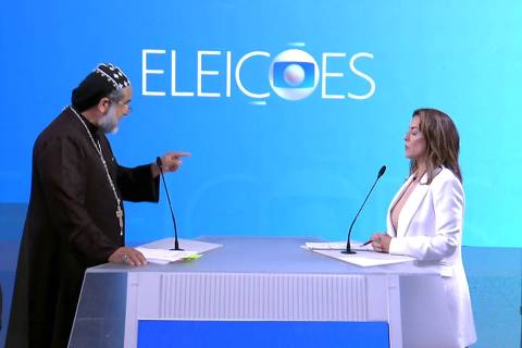 Rio de Janeiro 29/09/2022 - Debate dos candidatos a Presidente  - Na foto os  candidatos Padre Kelmon e Soraya Thronicke (Foto: Reprodução/TV Globo)