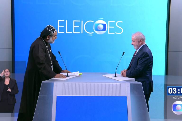 Lula e Padre Kelmon se enfrentam no debate presidencial na Globo