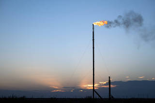 A flare in the Permian Basin in Coyanosa, Texas, on Aug. 12, 2020. (Jessica Lutz/The New York Times)