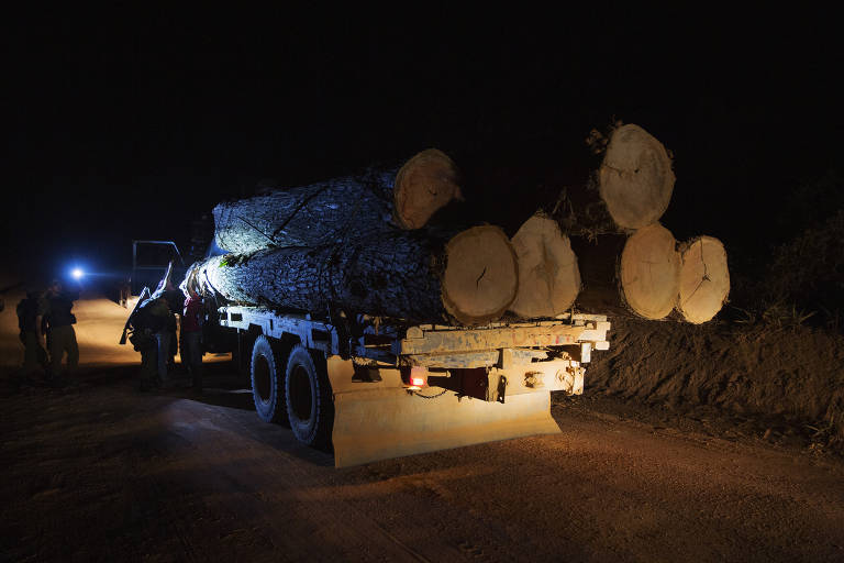 Ibama apreende caminhão com toras de madeira ilegal na Amazônia. A manobra do Ibama pode atingir 45 mil processos em andamento, cujas autuações a infratores somam R$ 18,8 bilhões, correspondente a cerca de 75% do valor total do passivo de processos
