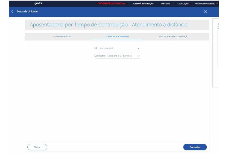  Na tela "Busca de Unidade", selecione a agência do INSS
em que deseja que seu benefício seja mantido