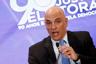 President of the Superior Electoral Court Alexandre de Moraes attends a news conference, in Brasilia