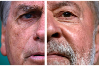 Combination picture of Brazilian President Jair Bolsonaro and Brazilian presidential candidate Luiz Inacio Lula da Silva