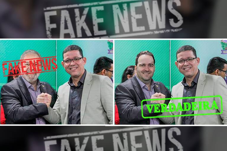 Peça diz "fake news" e compara imagem real do candidato ao governo com imagem montada