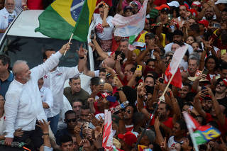Former Brazil's President and presidential candidate Luiz Inacio Lula da Silva takes part in a rally in Salvador