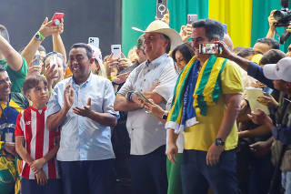 Brazil's President and candidate for re-election Jair Bolsonaro attends a campaign rally in Teresina