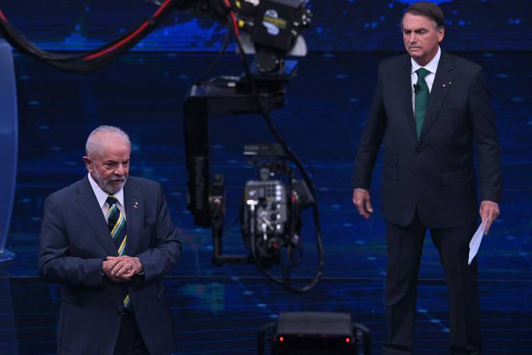 Lula e Bolsonaro no debate na Band