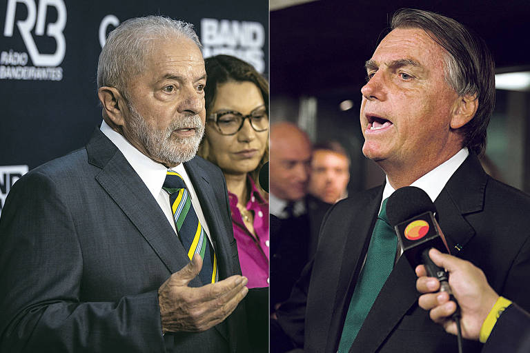 Lula e Bolsonaro durante suas entrevistas após debate no segundo turno