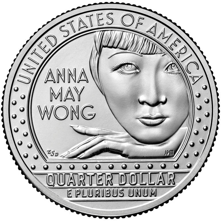 An image provided by the United States Mint shows the reverse side of the Anna May Wong quarter, which honors the 20th-century screen icon considered to be the first Chinese American movie star. (U.S. Mint via The New York Times)