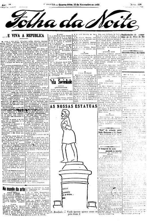  Primeira Página da Folha da Noite de 15 de novembro de 1922 