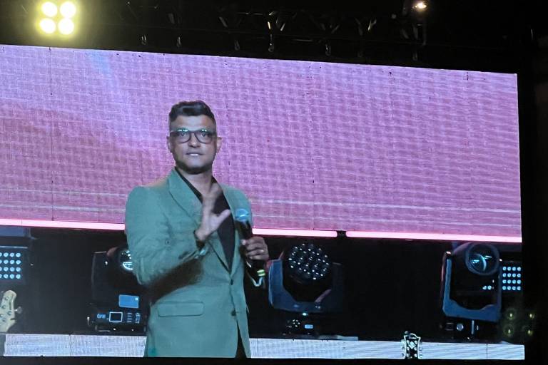 O coach Tiago Brunet fez a pregação de encerramento da Conferência Global 22 Renascimento, em 15 de outubro 